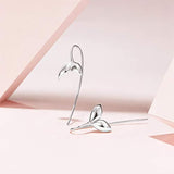 Dolphin Whale Mermaid Tail White Gold Plated 925 Sterling Silver Drop Dangle Earrings For Women Girls