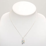 925 Sterling Silver Multi-Colored Mother of Pearl Shell Leaves leaf Pendant Necklace