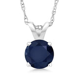 14K Gold Blue Sapphire Pendant Necklace For Women