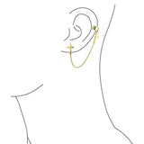Cartilage Cross Ear Lobe Earring Chain Ear Cuff Clip Wrap Stud Helix Earring Set 925 Sterling Silver