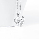 Sterling Silver Mother and Child Hands Necklace Eternal Love Heart Pendant for Women Jewelry