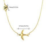 S925 Sterling Silver Alphabet A Pendant Necklace with Bird  Alphabet  Necklaces Women Jewelry