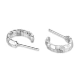 Sterling Silver Hammered Circle Half Open Small Hoop Earrings Jewelry Gift for Women Girls