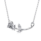 Silver Cute Rose Necklace Flower Pendant