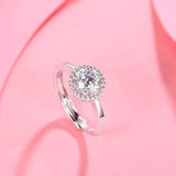 925 Sterling Silver  Moissanite Classic Halo  Wedding Engagement Ring for Women Jewelry
