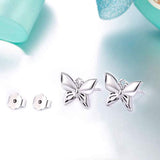 925 Sterling Silver Opal Mismatched Cat Stud Earrings,Hypoallergenic Mini Butterfly Stud Earrings for Girls Women