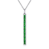 Crystal Birthstone Vertical Bar Pendant Necklace