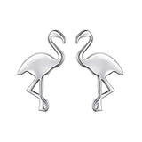 Silver Cute Animal Flamingo Stud Earrings