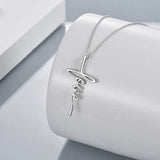 Sterling silver love Cross Necklace Religious Jewelry Gifts for Women