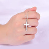 Cool Cross Pendant Necklace Classic High Polish Sterling Silver Shiny Cross Pendant Long Necklace for Men/Women