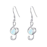 Silver Opal Earrings Heart Drop Earrings