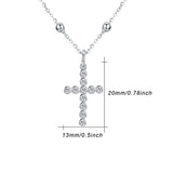 Sterling Silver  Beads White Plated Gold Necklace Love Heart Cross Cubic Zirconia Pendant S925 Jewelry for Women