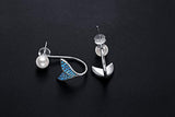 Silver Mermaid Tail Stud Earrings for Women, 925 Sterling Silver Pearl Hypoallergenic  Earrings For Birthday Gift