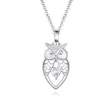 Sterling Silver Owl Urn Necklace for Ashes Crystal Heart Cremation Memorial Jewelry-Always in My Heart