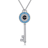 Silver Evil Eye Key Pendant Necklace 