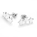 925 Sterling Silver Rhodium Plated Star Climber Stud Earrings Crawler Cuff Earrings Ear Piercing Earrings for Women Birthday Gift