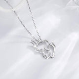 925 Sterling Silver Memory Elephants Necklace Animals Jewelry for Women