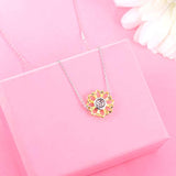 S925 Sterling Silver Sunflower Pendant Necklace For Women
