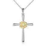 Cross Sunflower Pendant Necklace