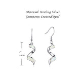 Sterling Silver Opal Dangle Drop Earrings White Spiral Drop Earrings October Birthstone Fine Jewelry for Women Girls
