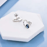 Heart Stud Earrings for Women Sterling Silver with Crystal