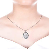 Sterling Silver Saint Jude Medal Oval Pendant Necklace