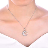 925 Sterling Silver Cubic Zirconia Crescent Moon Star Pendant Necklace