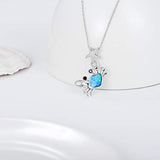 Sterling Silver Created Opal Ocean Jewelry Sea Crab Necklace for Women