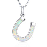 Silver  Opal horseshoe Necklace 