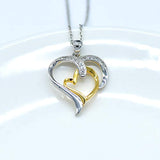 925 Sterling Silver Heart Pendant Two Hearts Necklace for Women Girls Ladies