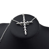 925 Sterling Silver Big Cross Pendant Necklace Cool Nail Screw Cross Necklace for Men