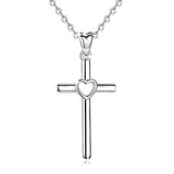 Silver Cross&heart Necklace Pendant 