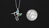 925 Sterling Silver Abalone Shell Hummingbird Pendant Necklace, 18