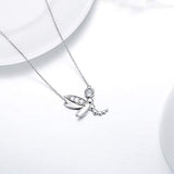Sterling Silver Cute Dragonfly on the Moon Necklace for Women, Moonstone Pendant Necklaces,  Birthday Gift for Bunny Bear Lovers