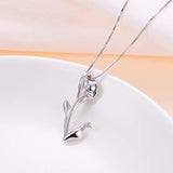 Sterling Silver Flowers Calla Lily  Pendant Necklace for Women