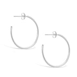 Gold Plated Sterling Silver Dainty Thin Tube Oval Half Open Post Hoop Earrings Jewelry