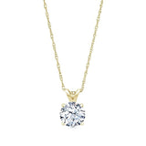 14K Gold White Created Sapphire Pendant Necklace For Women