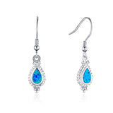  Silver Opal Dangle Drop Earrings