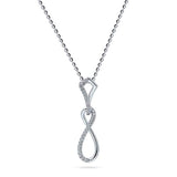  Silver Cubic Zirconia  Infinity Pendant Necklace