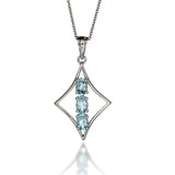Blue Diamond Shape Pendant Necklace