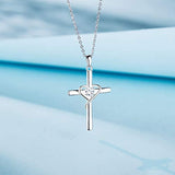 Silver Necklace For Women Heart Necklace 925 Sterling Silver Hope Love cross Necklace Dainty Chain For Girls