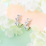 S925 Sterling Silver Triangle CZ Huggie Hoop Earrings for Women Teen Girls