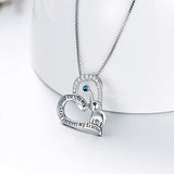 925 Sterling Silver Always My Daughter Forever My Friend Cute Elephant Love Heart Pendant Necklace for Daughter Gift, Crystal