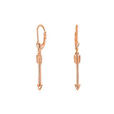Minimalist Cupid Arrow Thin Leverback Dangling Earrings For Women Teen For Girlfriend Rose Gold Plated Sterling Silver