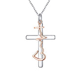 Silver Faith Hope Love Cross  Pendant Necklace