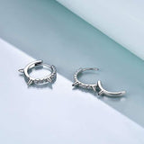 Spike Huggie Hoop Earrings for Women Sterling Silver Small Geometric Earrings for Men