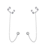Silver Ear Cuff Chain Earrings 