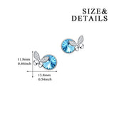Butterfly Stud Earrings for Women Sterling Silver, Aqumarine Blue Crystal Butterflies Jewelry Gifts for Girlfriend Teens Girls
