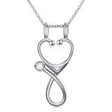 Silver Jewelry Open Nurse Stethoscope Pendant Necklace