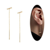Yellow Gold Plated Threader Drop Earrings Spike Long Chain Tassel Drop Dangle Earrings Jewelry Gift for Women Girls Mom, Length 5.1”